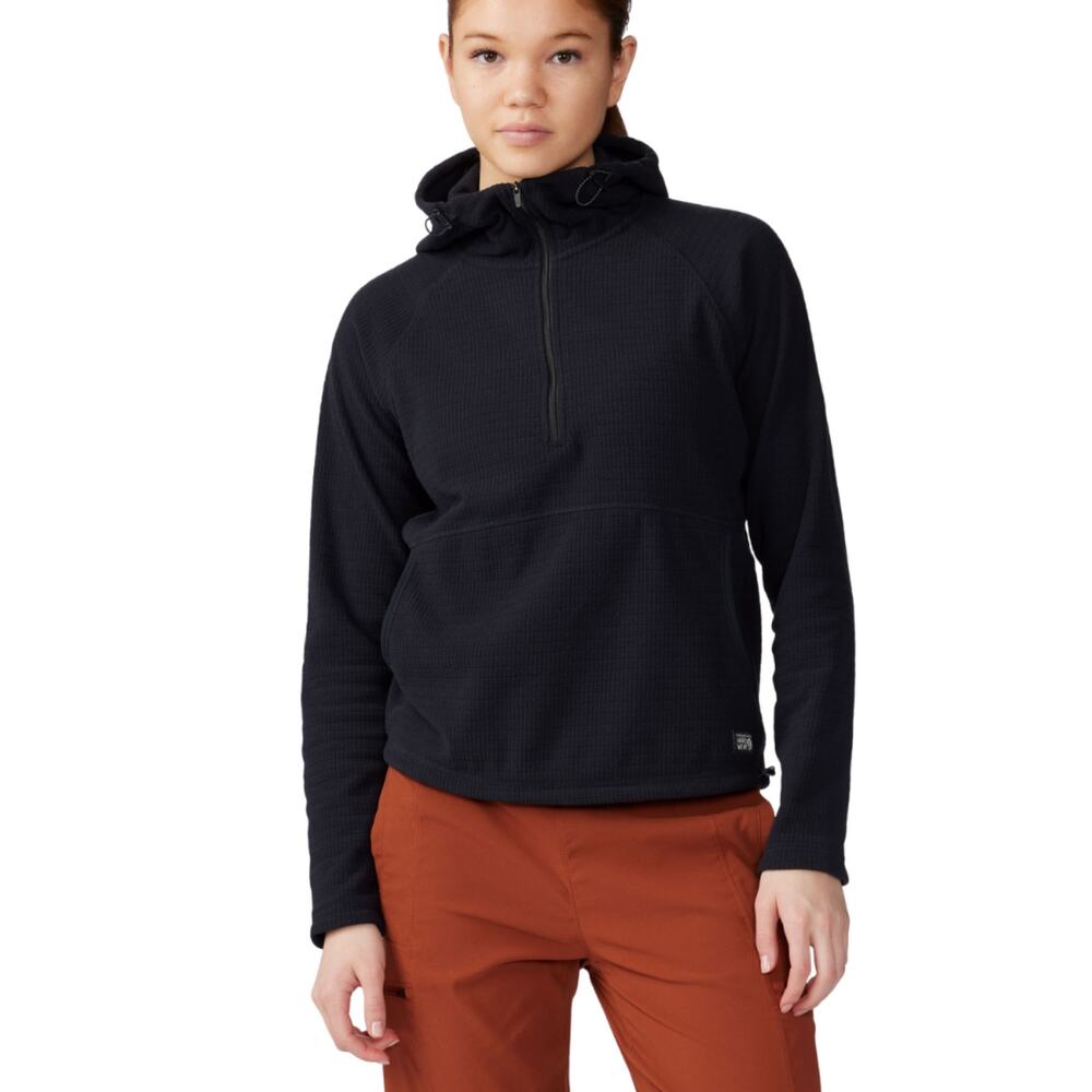 Mountain Hardwear Women's Summit Grid Half Zip Black Fleece Hoodie NWT Sz S #
